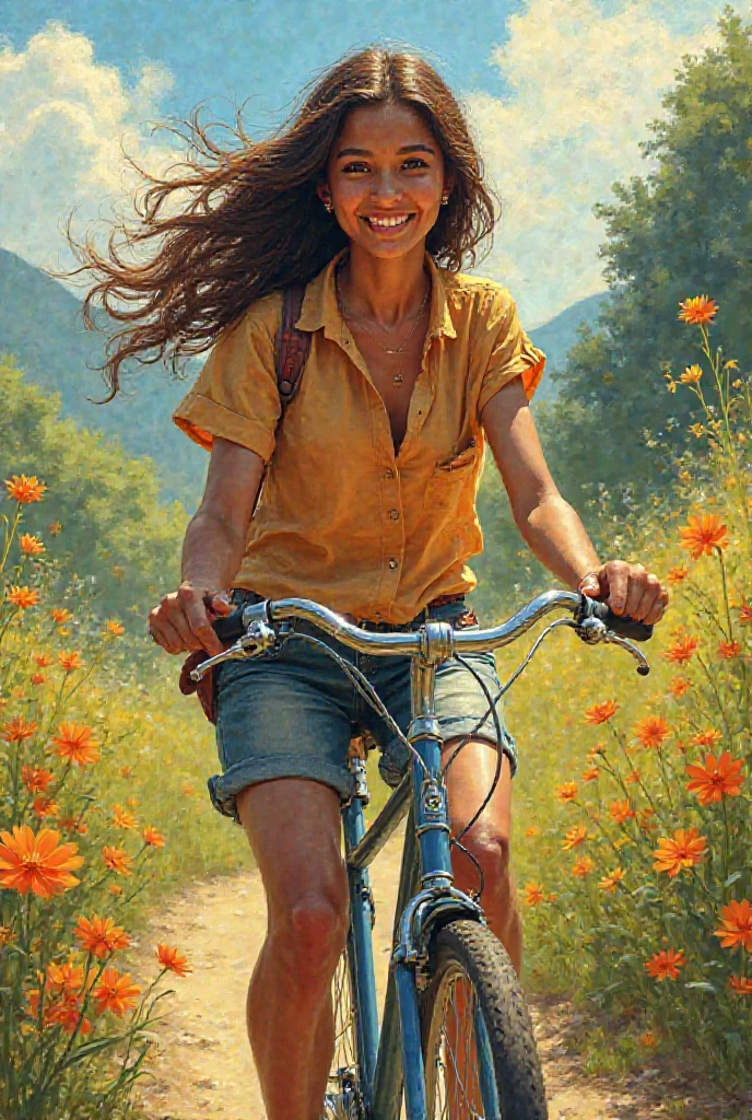 Ayesha name girl with a bike