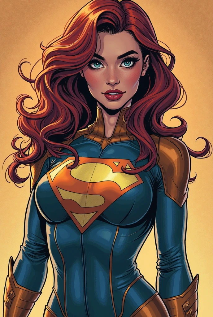 red-haired, sexy girl dressed as a superhero