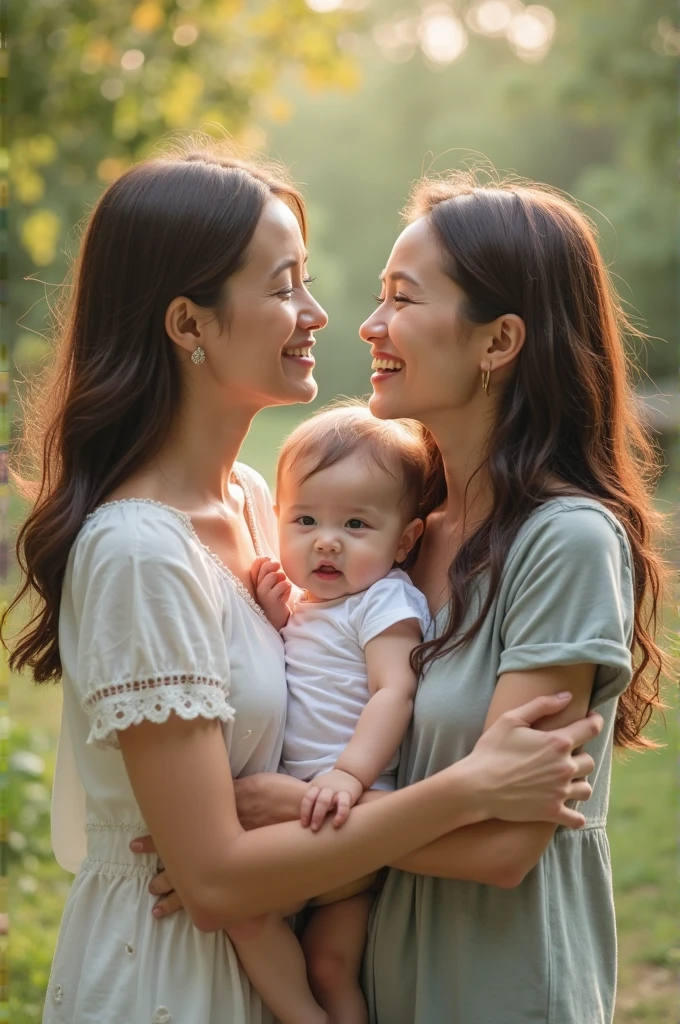 A loving mother with her young son and daughter