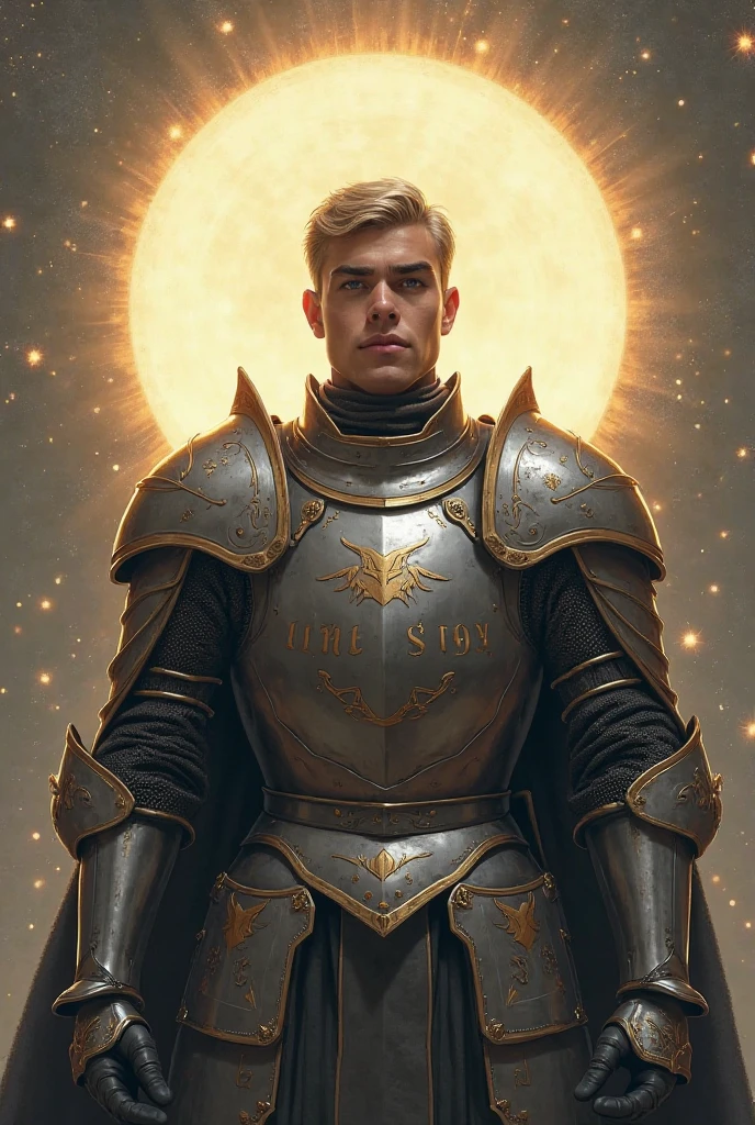 Chevalier de la justice dans halo de lumière avec inscription MayM sur son plastron filtre Ghibli