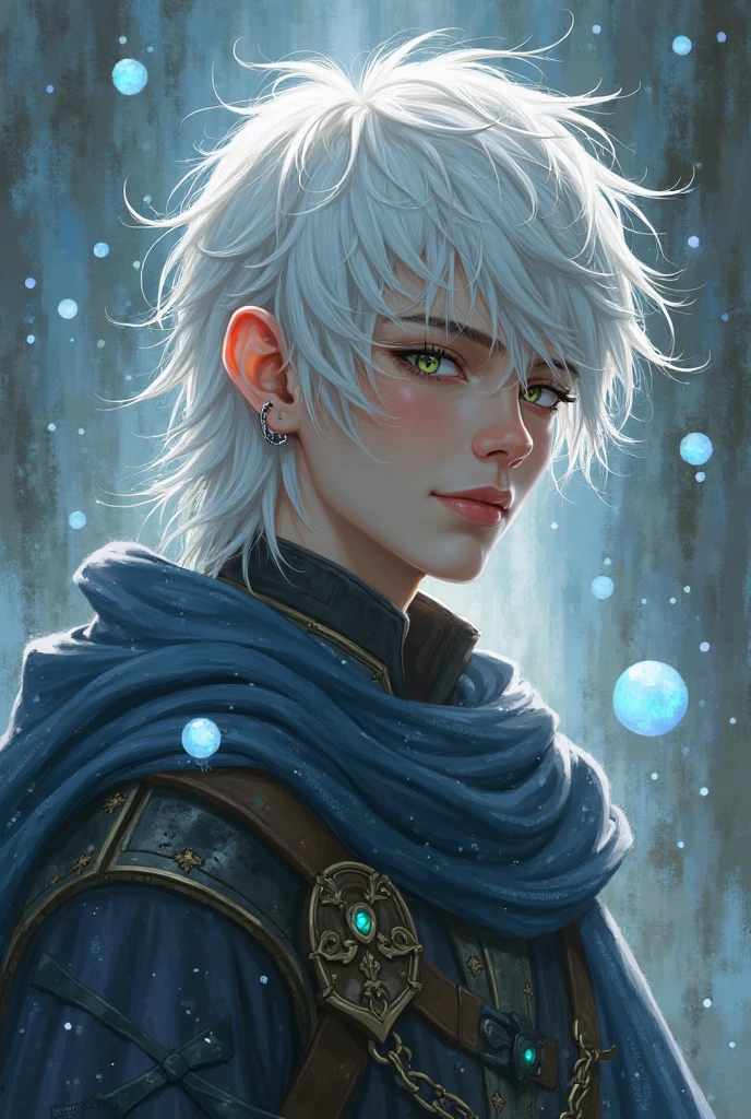 anime portrait of a white-haired young man, with fairy light orbs flying around her, a portrait of A male half-elf,  fantasy male portrait , a Portrait of an elf, Portrait of an elf, character portrait art from dnd ,  Portrait of an elven warrior , character art portrait, Detailed portrait of the character, retrato dnd, retrato dnd, A male half-elf, detailed matte fantasy portrait,  portrait of a character from dnd 