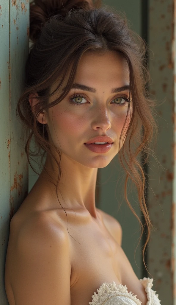 (high quality,realistic,masterpiece:1.2), (best quality, HDR, 4K, ultra-detailed) portrait of a (skinny) (naked) girl without hair, (beautiful detailed eyes, beautiful detailed lips), (long eyelashes), (extremely detailed face), (smooth and flawless skin), (graceful posture), (alluring gaze), (subtle smile), (delicate features), (soft and natural lighting), (vivid colors)