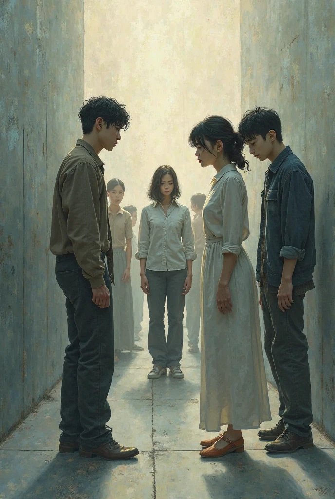 People moving away from each other ultra realistic illustrative image