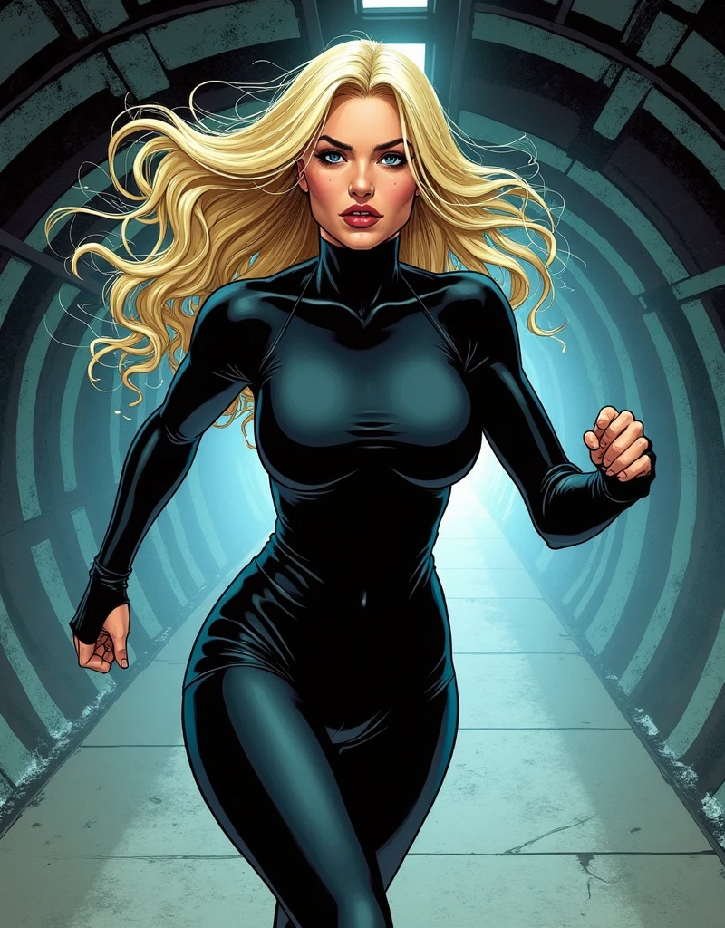 (melhor qualidade, obra-prima: 1.3), whole body view, 1girl, Long blonde hair FLUTTERING IN THE WIND, rosto da Margot Robbie, rosto perfeito, ((irritado, Bom, sombrancelhas arqueadas, testa Franzida)), olhos verdes cintilantes, perfect hands, dedos perfeitos, topo de corte, wearing a black latex jumpsuit with a large black widow style neckline, standingn, botas com salto alto, whole body view, Hand extended to camera, (maquiagem), (musculoso: 0.4), Coxas dos joelhos, Botas de coxa, olhando para o espectador, choker on the neck, parte superior do corpo, Photographed from a dynamic angle, High angle portrait, Vista de recarga da cena, Cidade, inspirado em J. Scott Campbell, (((olhos verdes cintilanteRILHOS pelo CORPO))), 3d, 8k, hdr, foco nítido, cinematic lighthing, estilo cartoon, lineart, contorno preto, demarcado, solid white background: 1.5