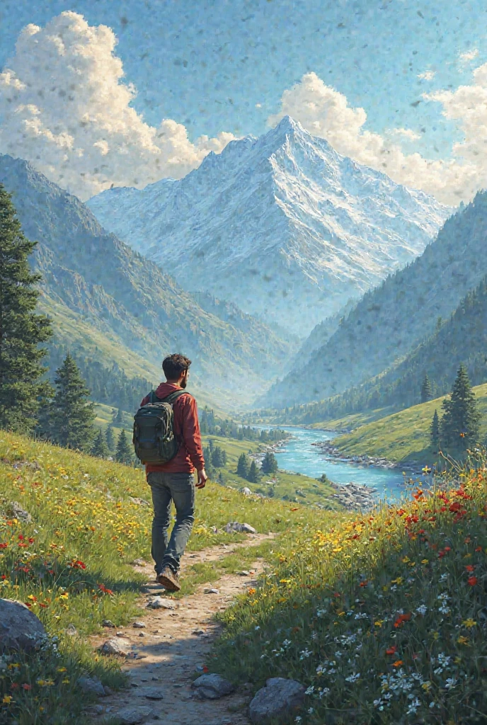 A man travelling in Kashmir nice weather 