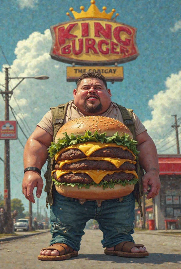 Obese boy happy, moobs.