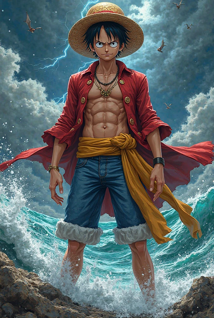 Monkey d luffy com o cabelo branco em sua forma gear five