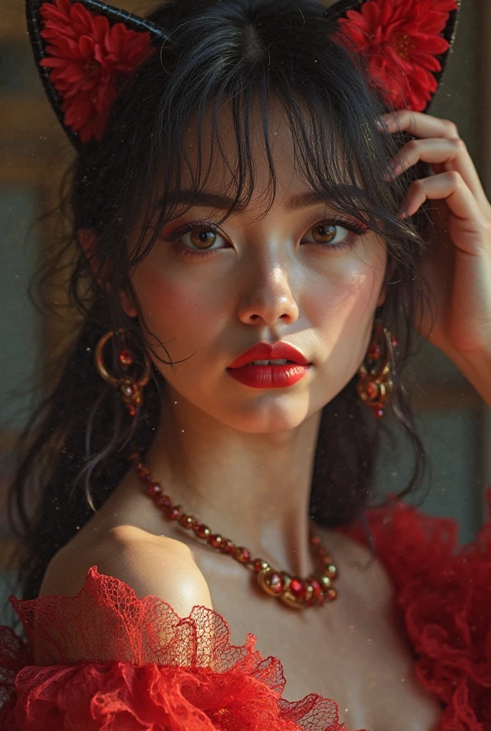 cinematic still midjourney female kazakh, thick red lips, big round tits, cleavage, model, haute couture . emotional, harmonious, vignette, 4k epic detailed, shot on kodak, 35mm photo, sharp focus, high budget, cinemascope, moody, epic, gorgeous, film grain, grainy, midjourney female kazakh, thick red lips, big round tits, cleavage, model, haute couture, elegant, highly detailed, cinematic, sharp focus, sublime, extremely beautiful, intricate, fine detail, real light, shining, epic composition, brilliant colors, colorful, very coherent, cute, best, stunning, full color, perfect, ambient dramatic
