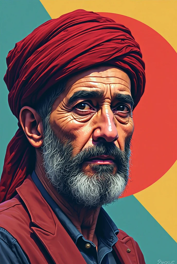 un portrait homme traditionnel tunisien avec un styel pop art 