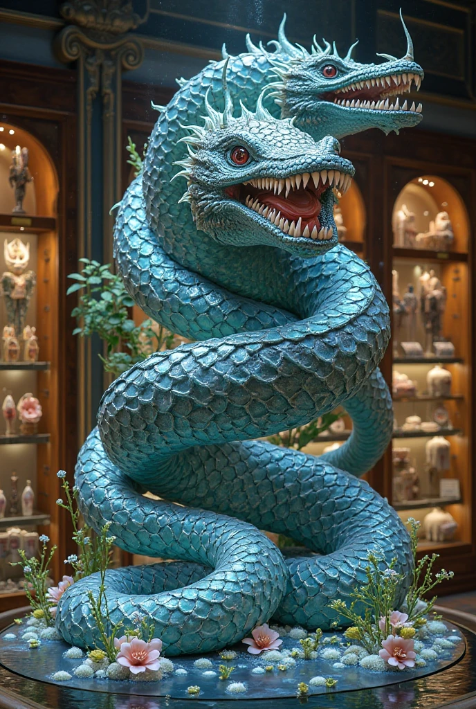 (Obra de arte), (melhor qualidade), green dragon and a blue snake intertwined 