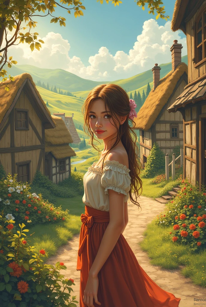 Once upon a time in a small village nestled between rolling hills, there lived a young woman named Elara.