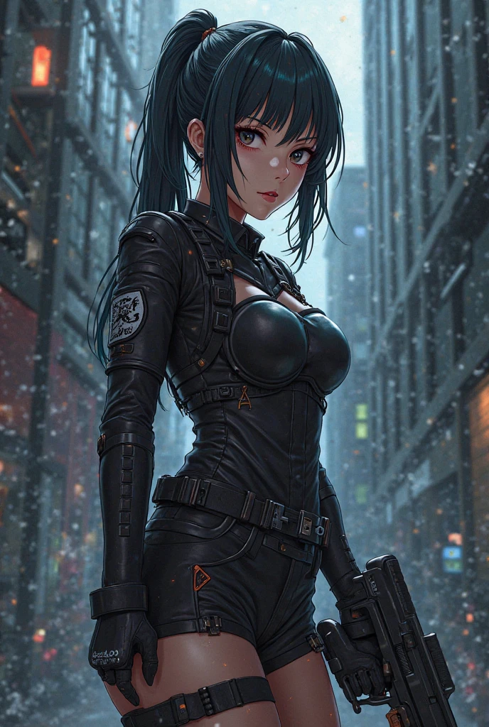 police, girl, 예쁜girl, tights, tight suit, Fansing, anime, 섹시한 girl, adult, city, night, SF, 일본인 girl, japnaese anime style, 