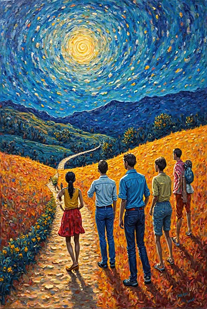 With the images I gave you make a painting in the style of Van Gong 