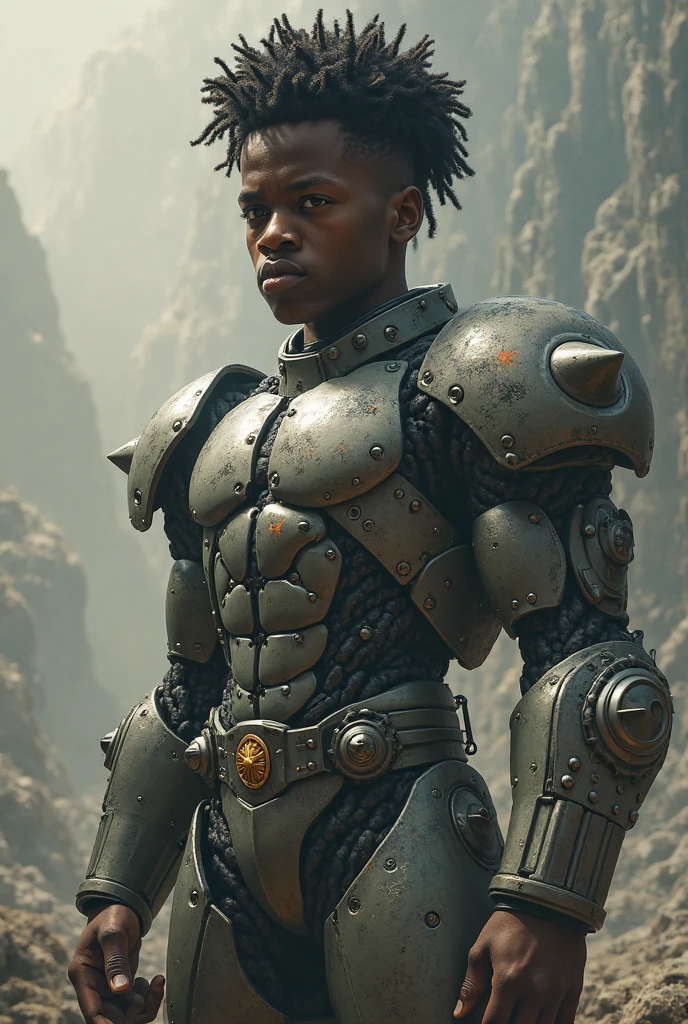 Create an image featuring Mateus, the valiant 6-year-old black boy with untapped powers, as an integral part of the team. Depict his youthful enthusiasm and show hints of his potential abilities, symbolizing his journey of discovery." --auto --s2
