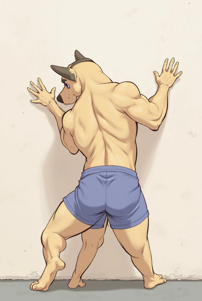 Scribble Golden Retriever face,Humanity(Golden Retriever),(Topless:1.3),Chubby,(Black eyebrows:1.1),(Perfect eyes),Golden fur,(artist:Takemoto Arashi),Park at night,(White Fun Underwear:1.3),paw,(black beard:1.3),(Collar:1.3),(Hip bulge:1.3),(dog leash:1.3),(Being spanked:1.4),Back view