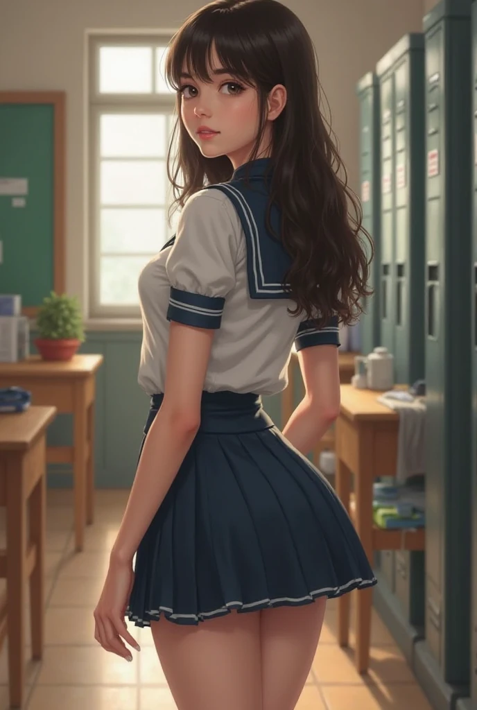 Girl in school uniform with a big butt