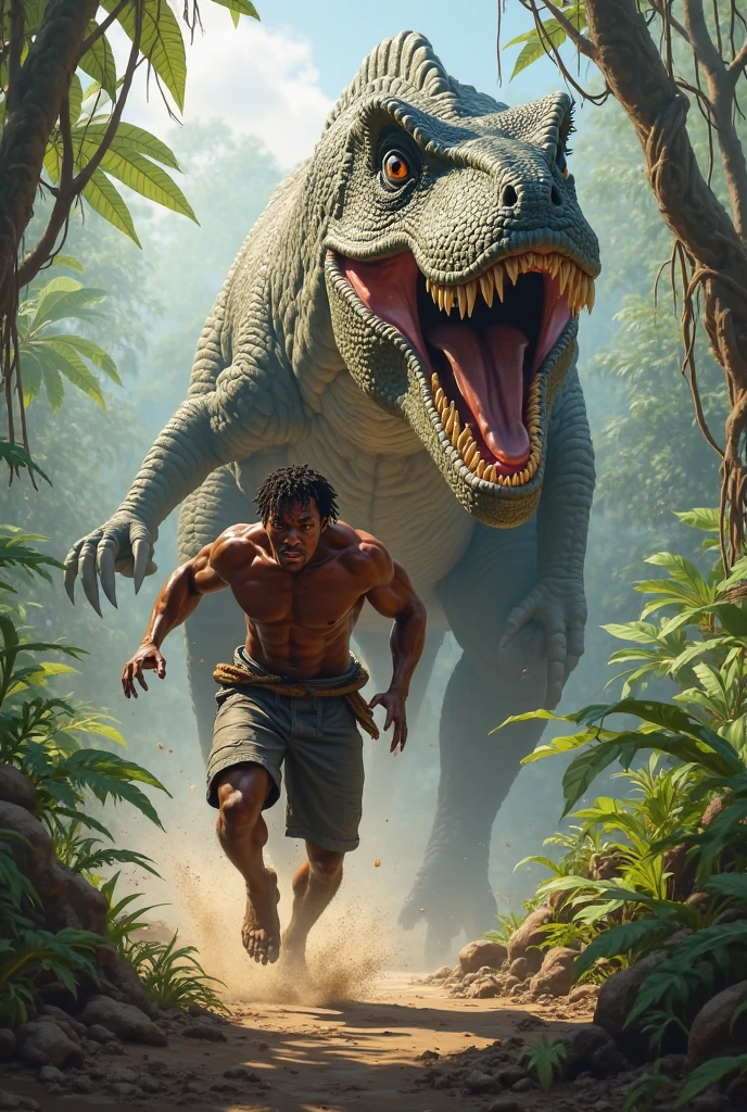 A dinosaur eating a man