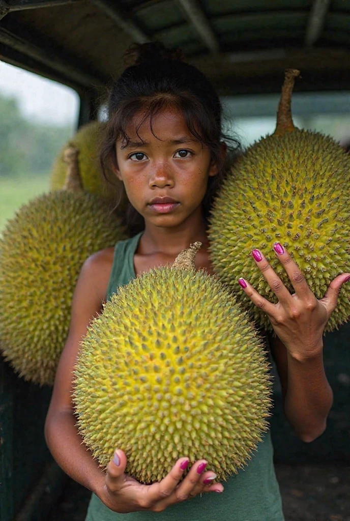 Cat sell durian at school