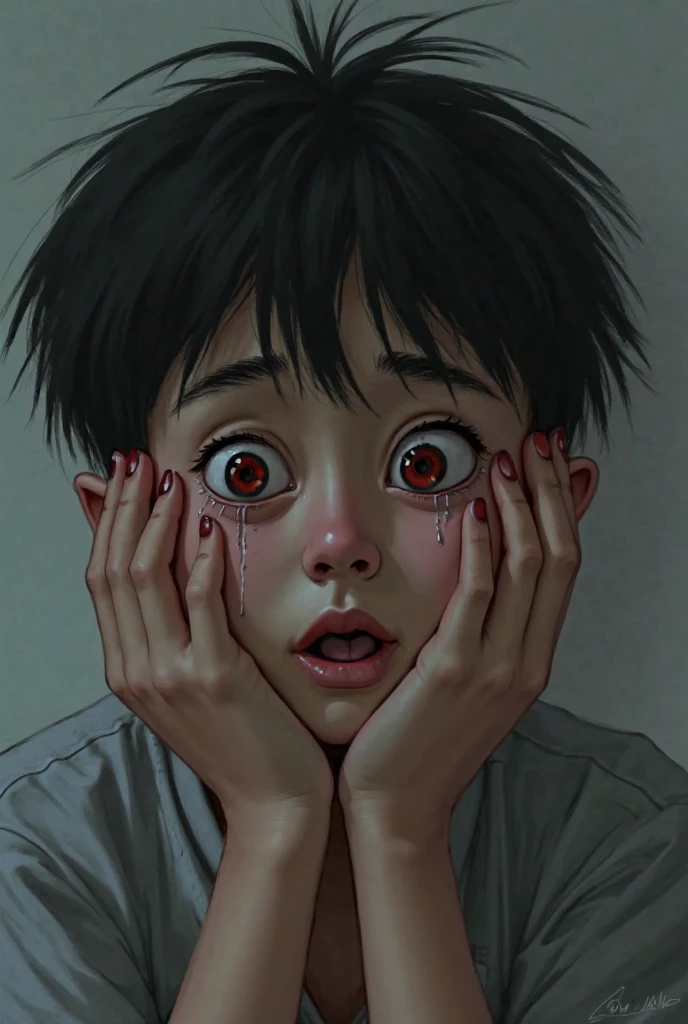 The boy broken heart and he crying 

