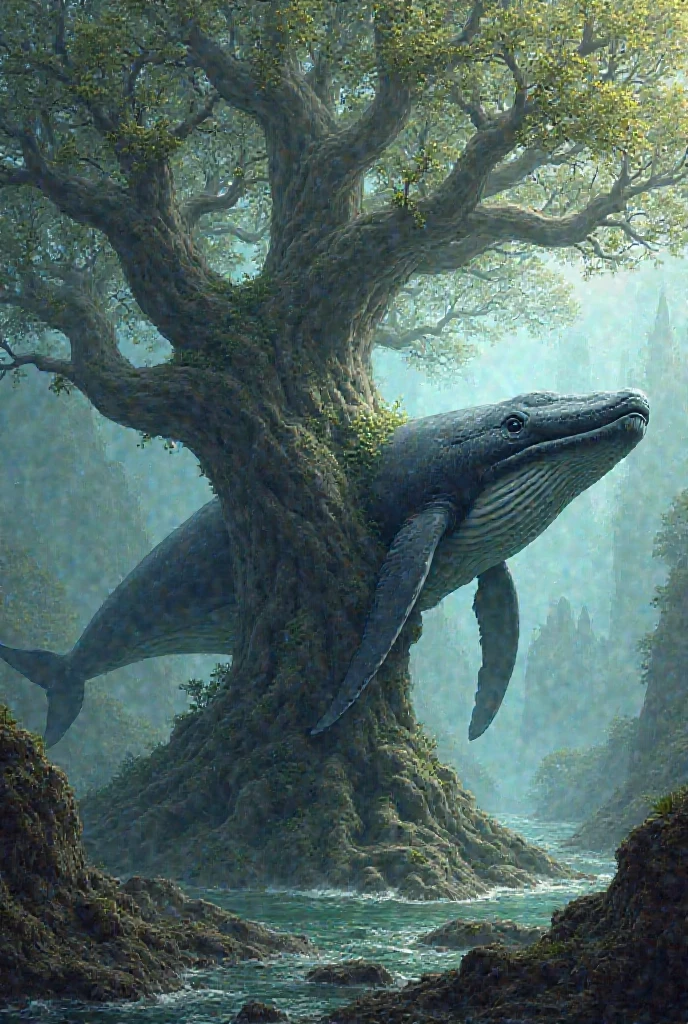 A whale fused with a tree