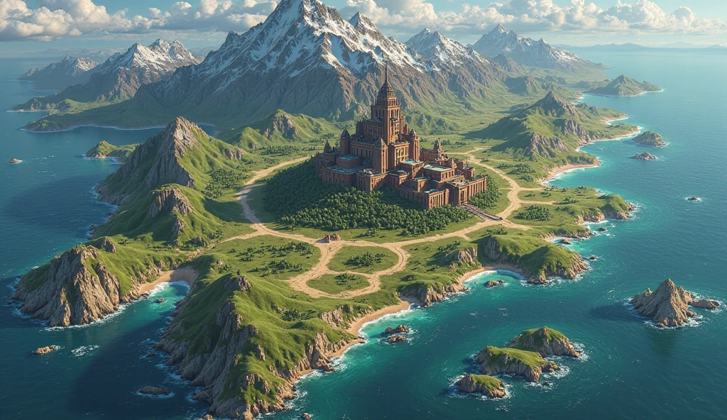 Generate a topographical world map of a large continent.  In the middle of the continent is a large capital city called Kroywen, Sentinel of the Untamed Lands.  To the north of this city is a vast and towering mountain range that is called the Old Kings.  To the east of the city stretches a large forest spreading across to the NorthEast and SouthEast.  To the west of the city is the beginning of a vast sea called the Sea of Echoes.  And from the Northeast of the city all the way to the sea is a river called the Ironrun.  