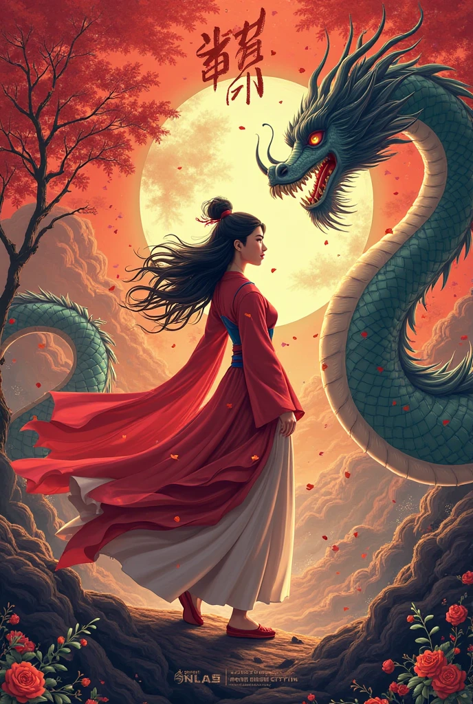 an invitation for an election of kings. It is about the Mulan. theme it has to be very cool. with a dragon and that plays with colors. has to say Mulan's name in large with the letters of the movie