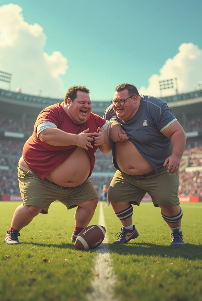 There are two men wrestling in the stadium,The crowd is watching, sumo japanese, struggle, Close combat, they fought very angry, Morbily obese, struggle, Sumo wrestler, big and fat, fatness, fighting against eachother, fatness ), people fighting, posing for a fight, intense battles, brutal fight, fighting scene