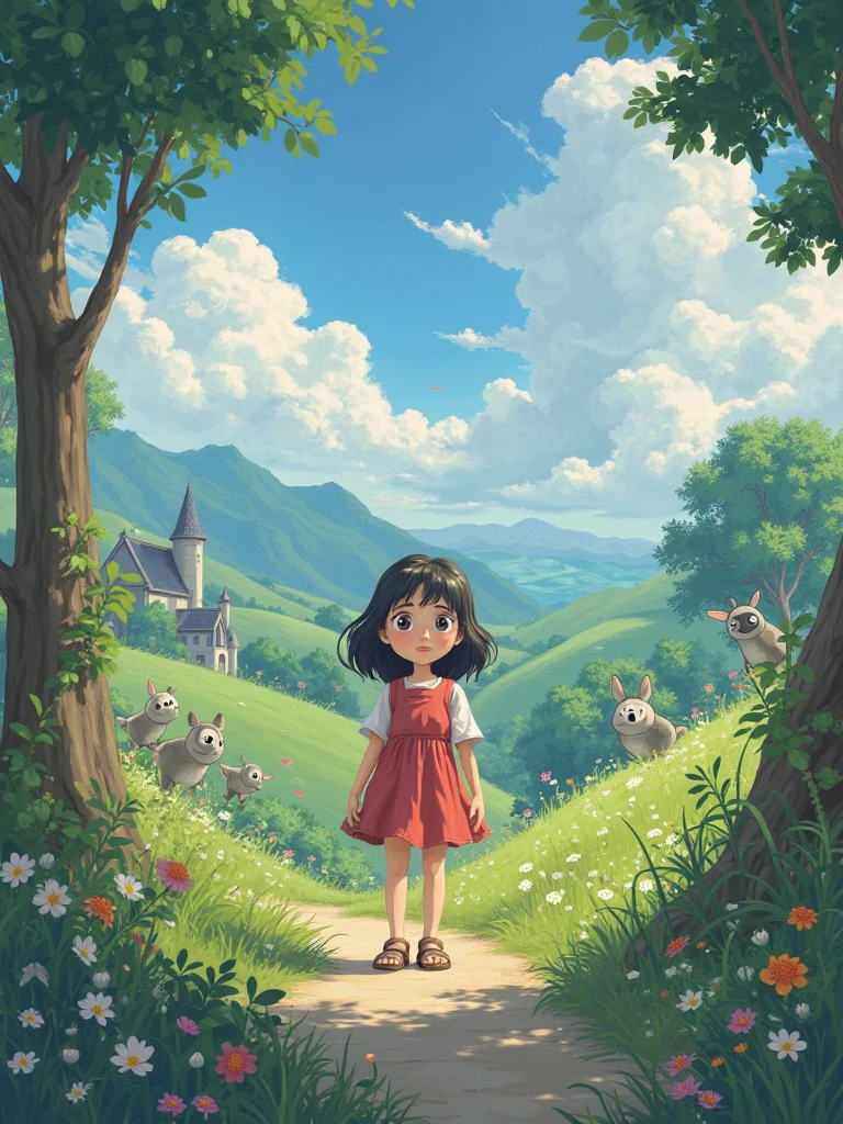 " from this photo, create a digital art with the characteristics of Studio Ghibli's animations"