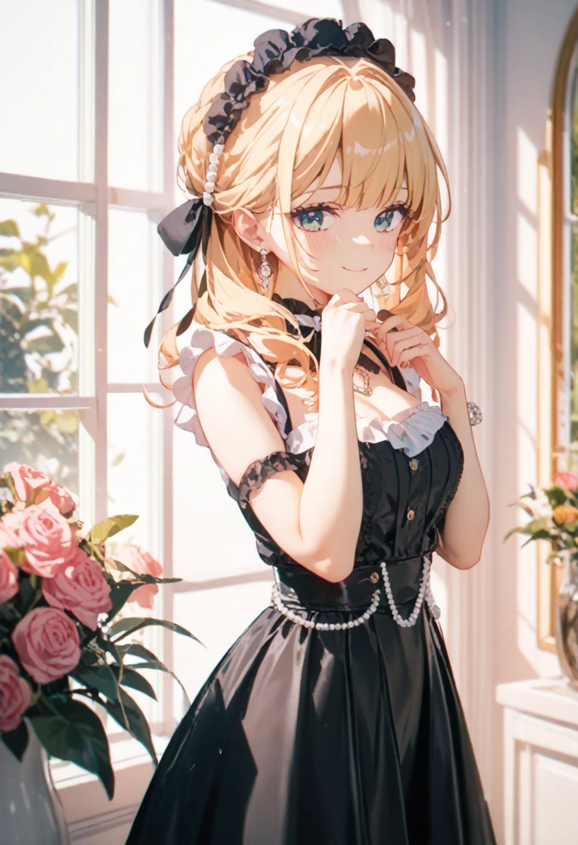 ((Highest quality, High resolution, masterpiece, detailed)),
Written boundary depth, View your viewers, Anatomically correct, 1people, woman, Perfect Face, Cute and symmetrical face, Shiny skin,
(Medium Hair, Blonde), blue eyes, (Large Breasts:0.9),
Beautiful details, Beautiful Hair, Beautiful Face, Beautiful clavicle, Beautiful body, Beautiful breasts, Beautiful thighs, Beautiful legs,
(Black Dress), White chocolate, White chocolateを舐める,