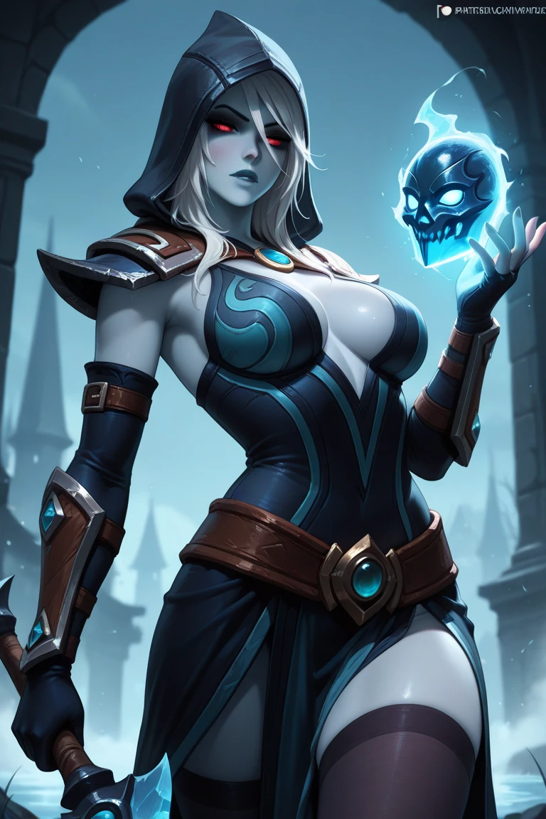 woman supervillain, beautiful, sexy, curvys general nazi woman with cleavage and cape, transparent chothes, style nazi with cape sunglasses, face detailed, blue lipstick, confiant, psycho, crazy, cruel, mad,sadist power of ice, diamond