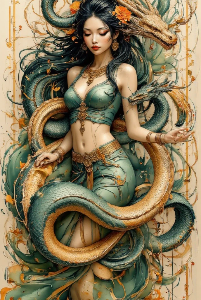 monstro medusa, (extremely high-resolution), (qualidade de obra-prima), escultura escura e detalhada, (Medusa: 1.4, Gorgona: 1.3), cobras, escamas, (sombria), THREATENING, sinistra, belissima, corpo de cobra, dinamic angle, (((cabelo com muitas cobras))), (((from behind))), (((escamas na pele))), snakes on the head, pele esverdeada, (((pele verde))))