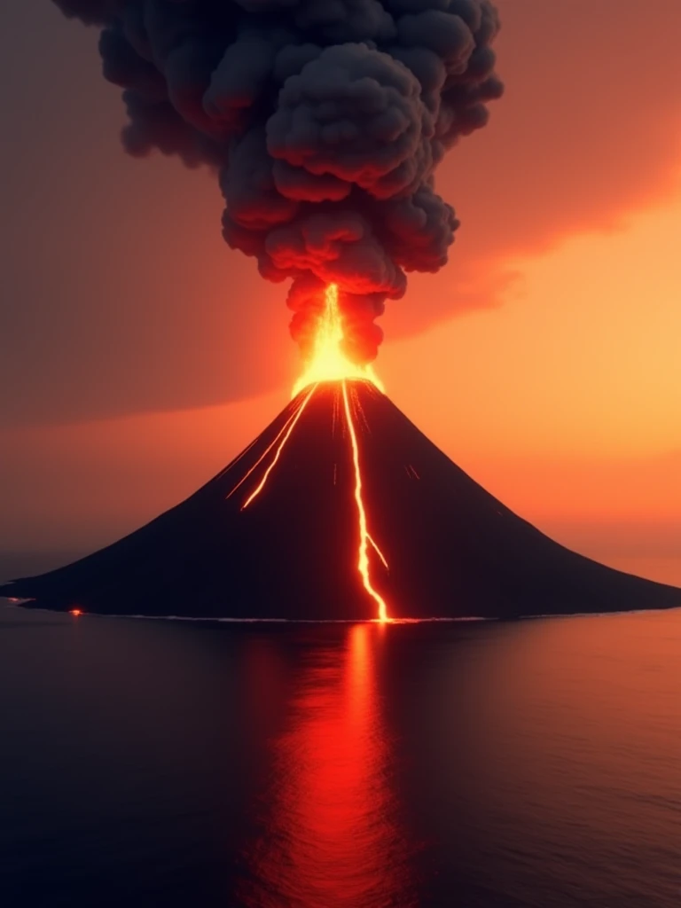 (a volcano erupts:1.37), (volcanoes:1.1), ,Hot magma,Scorched black rock, (Sky volcanic ash),(rolling waves:1.0),Fire red sky,destroy,Epic graphics,shocking effects,,Photography,Barnett S.............,Photorealism,Imaginative,Otherworldly,Image from the work of Darren Aronofsky,Quixel Megascans Render,The picture is from Roger Deakins's work,Bottom view,Beautiful lighting, --AR 9:16 --V 5.2 --Upper Beta --Stop 80
