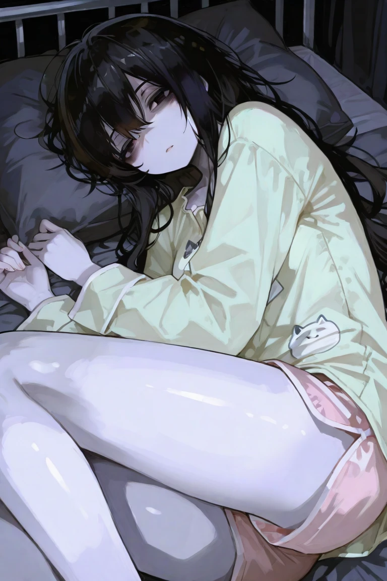 Expressionless, detailed diamond eyes, super detail art, flat expression, perfect lighting, detailed hair, realistic hair, shiny black hair, messy hair