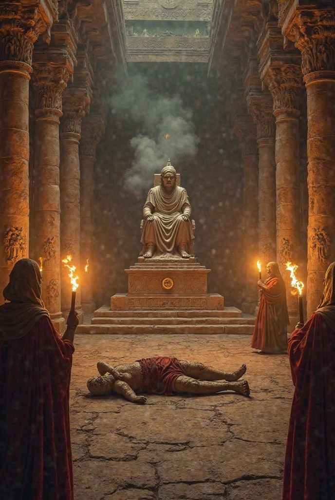Create a drawing of: Then, at midnight, the LORD killed all the firstborn sons of Egypt, from the eldest son of the pharaoh, who sat on the throne, even the eldest son of the slave who was locked in the dungeon. All the animals' first offspring also died..