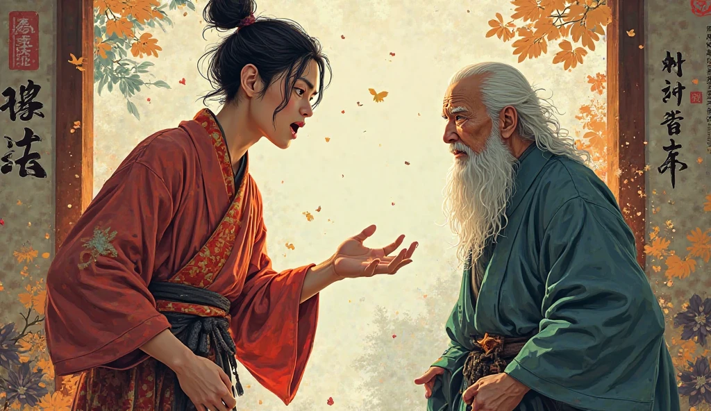 A japenese  ager arguing wiseman