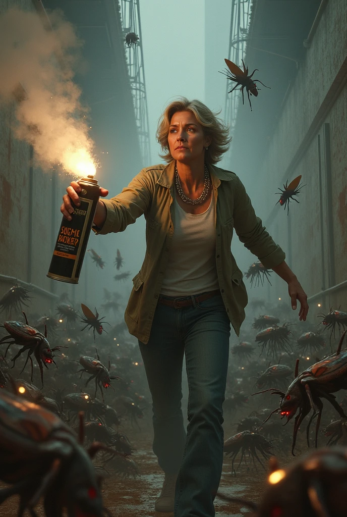 Make a lady kill a million immortal cockroaches with anti-cockroach spray
