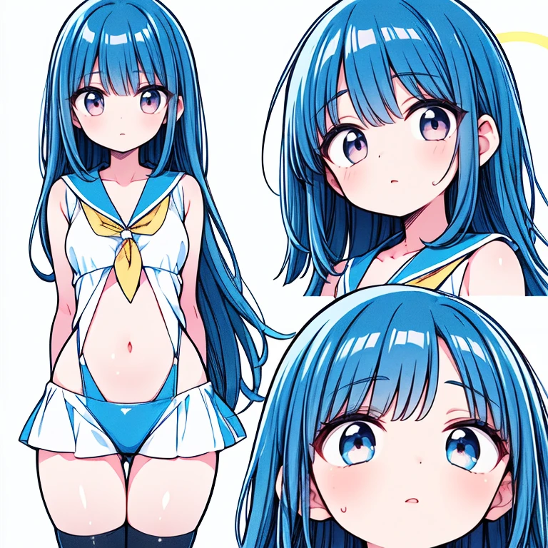 16k works,highest quality,18-year-old,No background.White background only,whole body、Kneel,Dynamic and sexy pose, one person, Beautiful Face,, Symmetrical eyes, Perfect body, Good balance、 Perfect body、(ドット柄panties), ( 水色のpanties), Light Blue Bra, 超極小panties, Exposed shoulders, Exposed thighs, pantiesとブラジャーのみ, Nudie, (無地panties), (Wrinkled_panties), extreamly detailed crotch, Crotch line