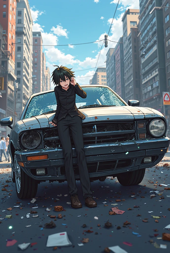 Kirito Sao car accident for going on a phone call  ( city landscape