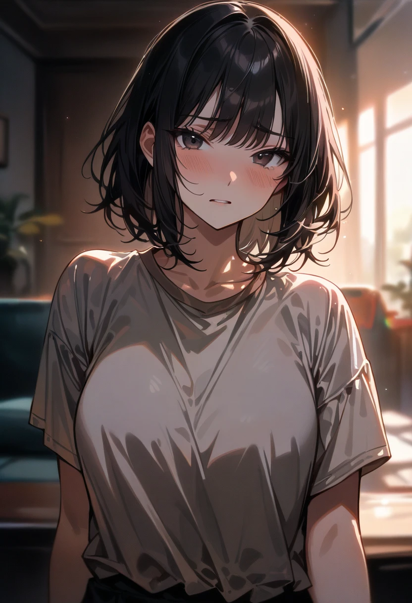 Short black hair wearing a black shirt:1.The third man opened the door to the apartment:1.I opened 3 and it came out、Toothy smile、There's a blonde guy standing behind him.、White shirt