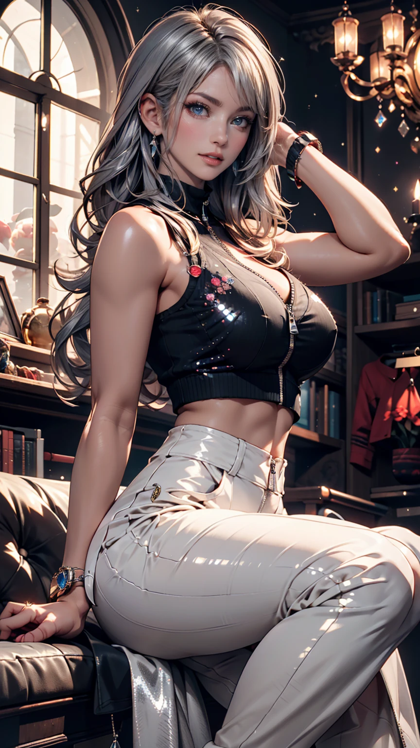 One girl, short t-shirt, skirt, leggings, eyes blue, big ass, perfect breast, slim, cute, sexy, very detailed, exquisite lighting and composition, , 8k, sharp, highly detailed, high resolution, looking back