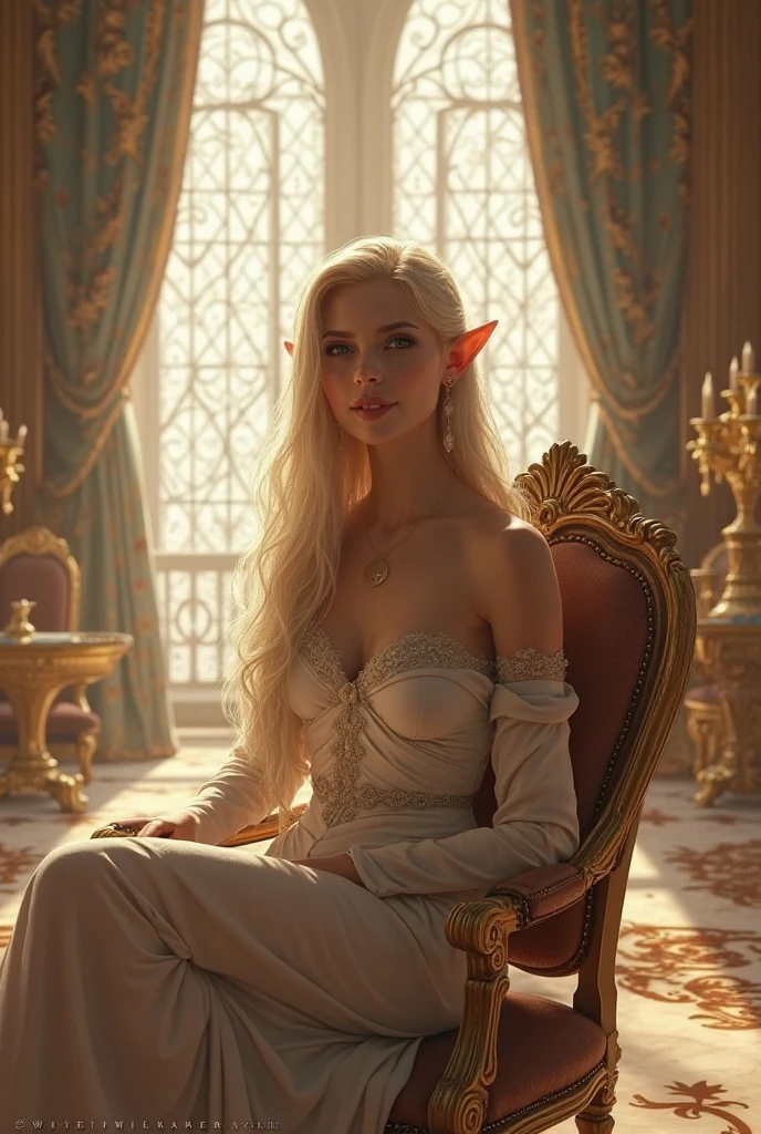 arafed a picture of elf vampire in her castle and her pet epic cat an exquisite beautiful female elf vampire (ultra details, Masterpiece, best quality), bloody mouth blond hair, pale skin, hair in a ponytail, long hair, blue eyes, cold eyes, smirking, wearing white dress (ultra details, Masterpiece, best quality), red cloak, in dark fantasy library, with an big cat (ultra details, Masterpiece, best quality: 1.5) book shelves, arafed high details, best quality, 16k, [ultra detailed], masterpiece, best quality, (ultra detailed), full body, ultra wide shot, photorealism, RAW, dark fantasy art, gothic art, ArmoredDress, Dark Novel, Dark Art Painting Style