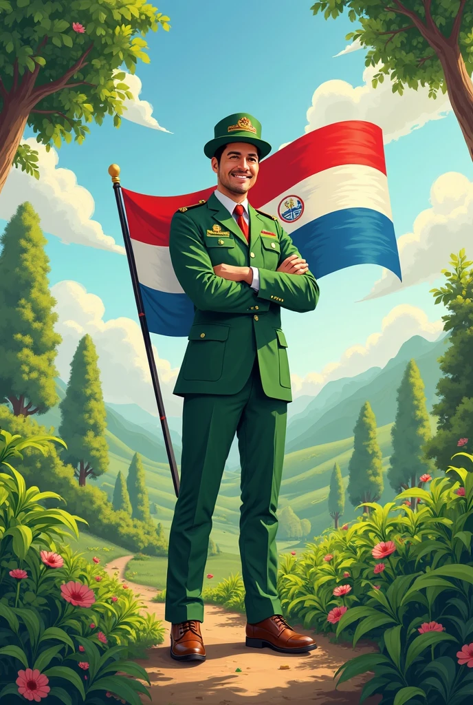 Small green company with the flag of Paraguay 