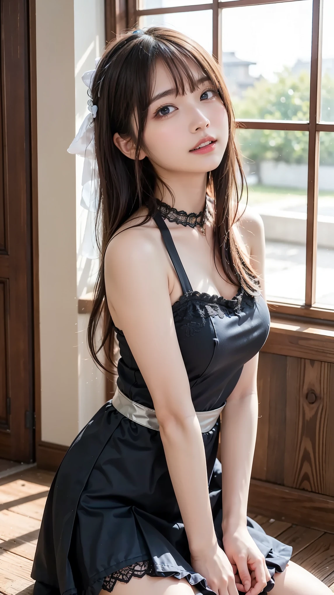 inside a hotel room , age 25, on the bed, ((tied behind your back 、 please raise your hips、put in、Deep joy、 severe pain 、Ecstatic Eyes :1.2),despair, (( closes one eye 、Take a deep breath:1.2))、 ecstatic face、 natural cosmetic, Climax expression、 look up 、 staring at the ceiling 、endure:1.5)), clench your teeth、The whole body is projected, Granblue Fantasy: beautiful, Frilled Lace Stockings at the Waist Lying on a Man's Back ( Lovely gentle face) Put the giant Cleevidge 、 thighs facing each other thighs、 Gothic Headdress Gothic Fashion、 flared skirt 、 growing skin、 Cleevidge 、lots of ruffle socks、 Long Silver Wave Hair 、 Official Art, highly detailed CG Unity 8K wallpaper , (masterpiece:1.0),( top quality :1.0), photo shoot, 8k, Be careful when reading barefoot , high resolution, Kodak Portrait 400, film grain , lens flare glow, audience