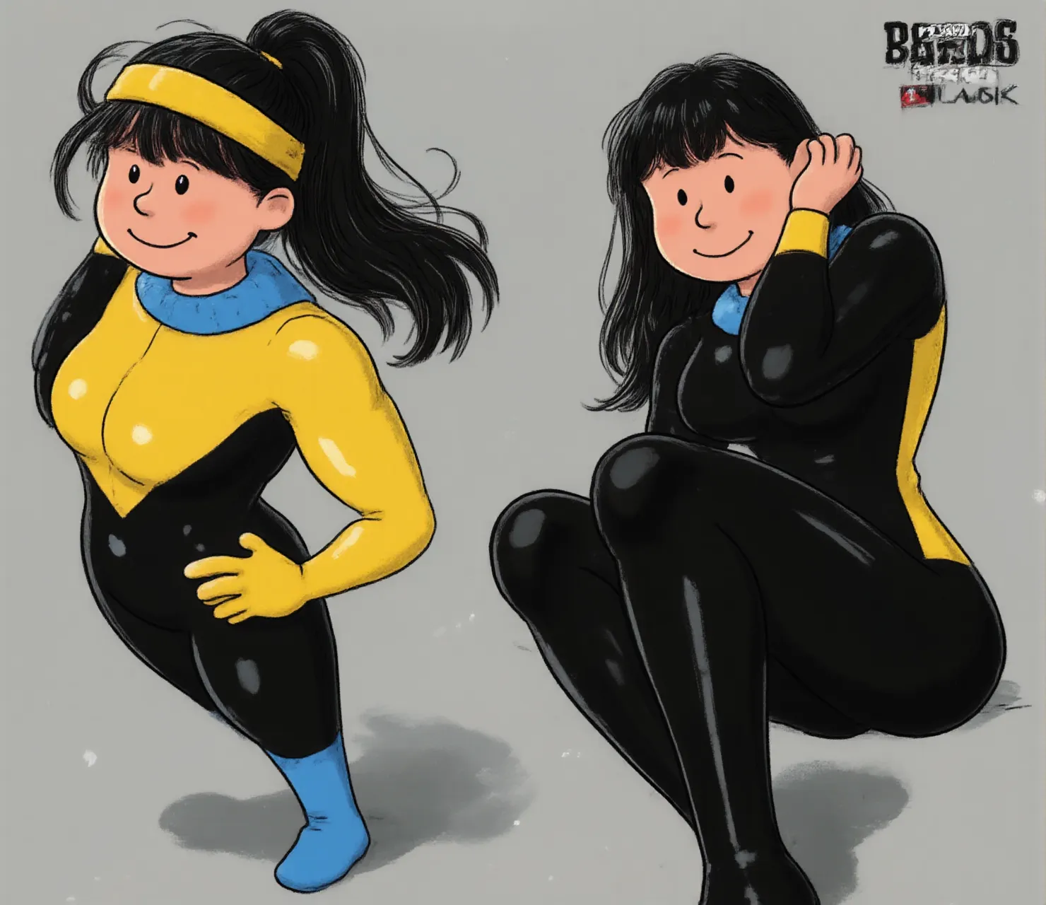 ((chibi, SD, large head)),ace, 1girl, black hair, solo, white leotard, short hair, hairclip, black lipstick, long sleeves,full body, grey boots, bob cut,club \\(shape\\) ,score_9, score_8_up, score_7_up, score_6_up, score_5_up, score_4_up city, cityscape, ((cameltoe)), standing, seen from below, looking down, trembling,((wetting self, pee stains, puddle)), looking down ,hands on cheeks, shocked expression, clenching teeth, blushing, sweating, crying