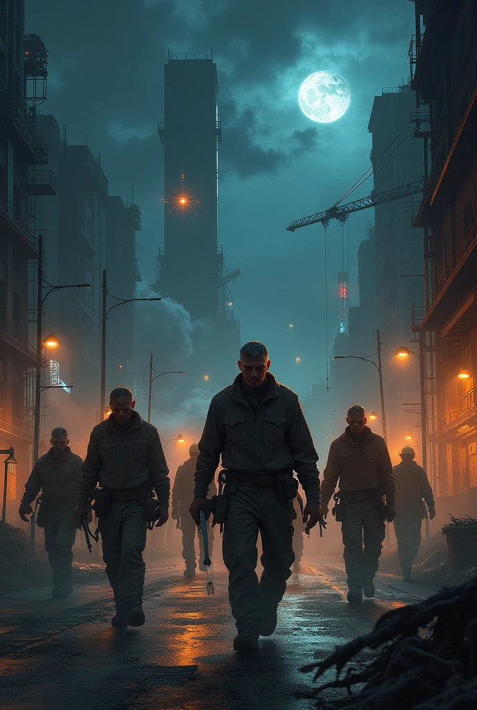 At night with the workers 