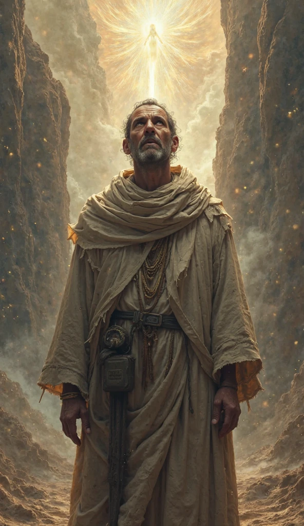  Image of a person in a time of difficulty and overcoming, showing the presence of God, photorealismo