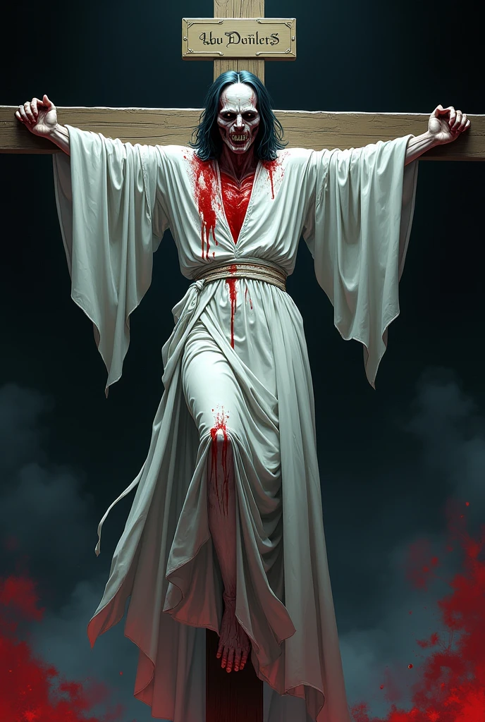 man Statue with blood of Jesus on the cross, --auto --s2