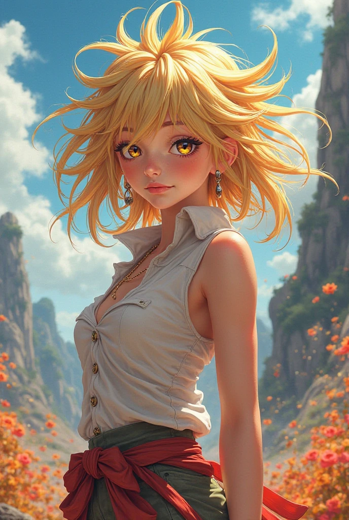 I want her hair to be much lighter and in the style of the Conan anime