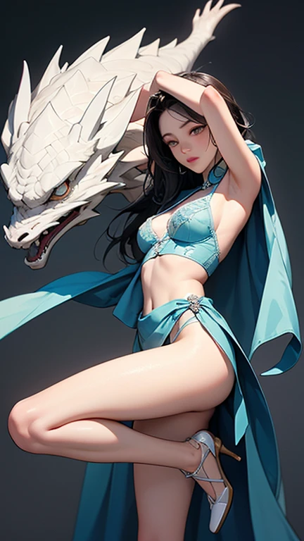 Princess Seoritsu and the Blue Dragon、The Legendary Great Dragon=blue dragon、Natural light、Best Quality、FULL BODYSHOT、 8k wallpapers amazing, exquisitedetails, hight resolution, Beautiful Detail Girl