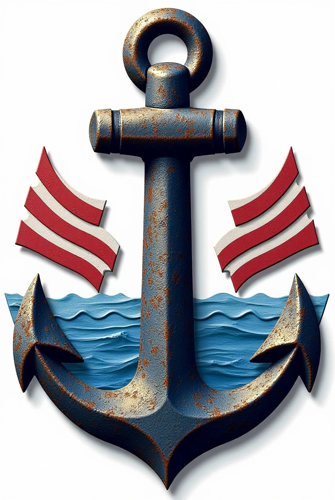 Create an image of a rudder with an anchor in the middle that reads "Maritime University of the Caribbean" and "Echo Platoon" colores rojo and azul porfavor